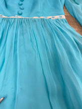 70s Blue Chiffon Babydoll Mini Dress