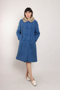 60s Tweed Fur Collar Coat