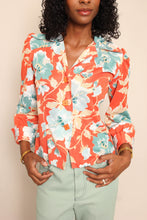 70s Peach Floral Blouse
