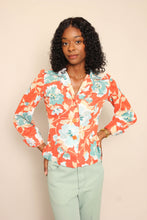 70s Peach Floral Blouse