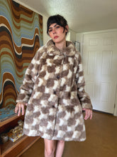 70s Checkered Faux Fur Coat