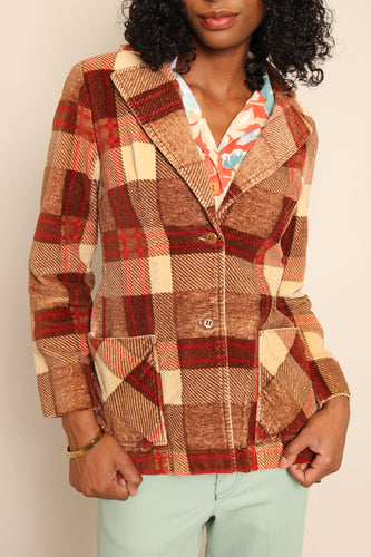 70s Plaid Corduroy Jacket