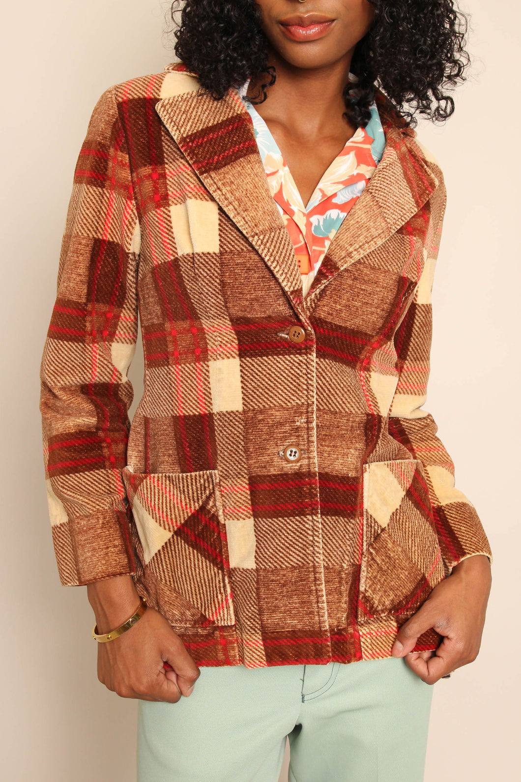 70s Plaid Corduroy Jacket