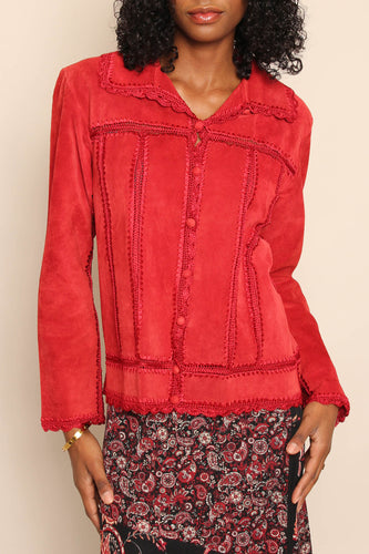 90s Suede Crochet Jacket