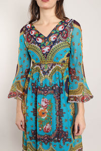 60s Bell Sleeve Chiffon Dress