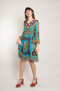 60s Bell Sleeve Chiffon Dress