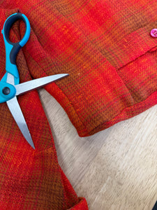 50s Red Plaid Skirt Suit