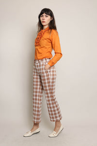 70s Brown Plaid Pants