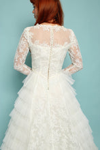 50s Lace & Tiered Chiffon Wedding Dress