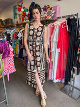 70s Tiki Print Dress With Belt