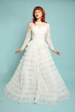 50s Lace & Tiered Chiffon Wedding Dress