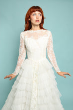 50s Lace & Tiered Chiffon Wedding Dress