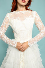 50s Lace & Tiered Chiffon Wedding Dress