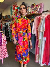 70s Vivid Floral Maxi Dress