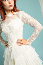 50s Lace & Tiered Chiffon Wedding Dress