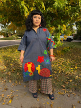 70s Floral & Snail Patchwork Denim Dress