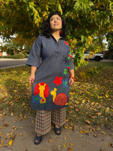 70s Floral & Snail Patchwork Denim Dress