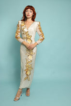 80s Gold Floral Sequined Dress