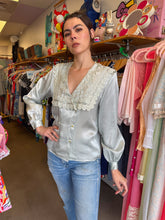 80s Seafoam Edwardian Blouse