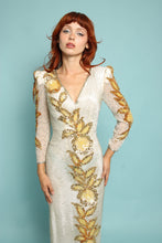 80s Gold Floral Sequined Dress