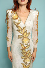 80s Gold Floral Sequined Dress