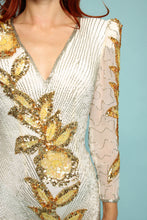 80s Gold Floral Sequined Dress