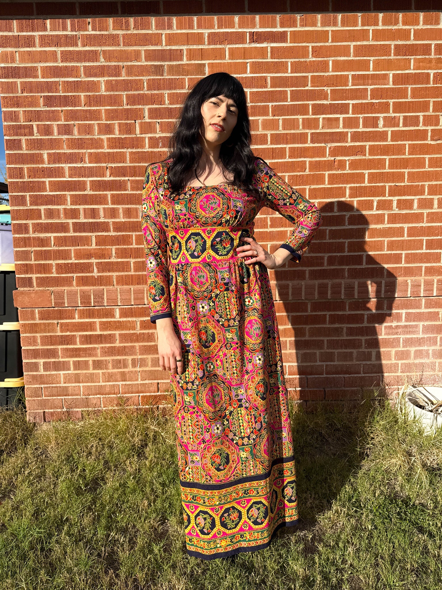 60s maxi dress 60s Psychedelic Geometric Dress – Luxie Vintage