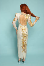 80s Gold Floral Sequined Dress