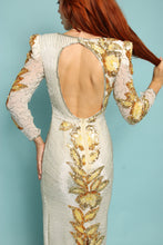 80s Gold Floral Sequined Dress