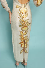 80s Gold Floral Sequined Dress