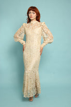 80s Lace Bishop Sleeve Mermaid Dress
