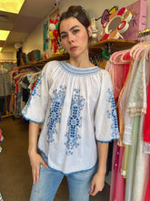 80s Embroidered Peasant Top