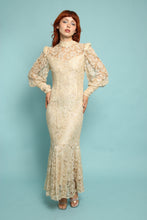 80s Lace Bishop Sleeve Mermaid Dress
