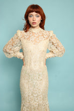 80s Lace Bishop Sleeve Mermaid Dress