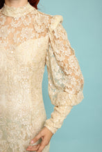 80s Lace Bishop Sleeve Mermaid Dress
