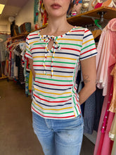 70s Rainbow Knit Keyhole Top