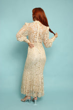 80s Lace Bishop Sleeve Mermaid Dress
