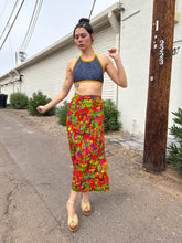 70s Psychedelic Cityscape Maxi Skirt