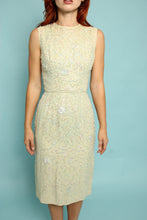 50s Celery Sequined Wiggle Dress