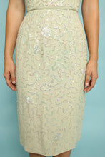 50s Celery Sequined Wiggle Dress