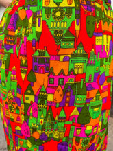 70s Psychedelic Cityscape Maxi Skirt