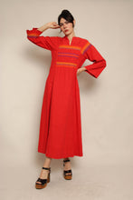 70s Rainbow Trim Kaftan Dress