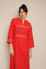 70s Rainbow Trim Kaftan Dress