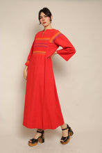70s Rainbow Trim Kaftan Dress