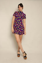 70s Purple Heart Print Dress