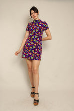70s Purple Heart Print Dress