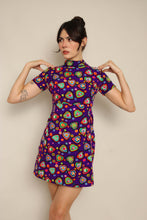 70s Purple Heart Print Dress