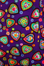 70s Purple Heart Print Dress