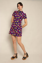 70s Purple Heart Print Dress