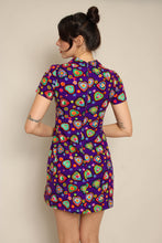 70s Purple Heart Print Dress